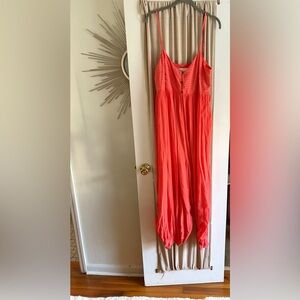 Anthropologie Vibrant Coral Striped Dress